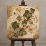 Ivy Vine Herbarium Wall Art Canvas Print displayed on a studio easel