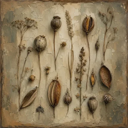 Dried Seed Pods Herbarium Wall Art Canvas Print
