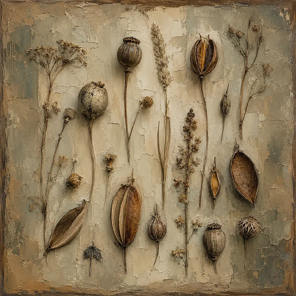 Dried Seed Pods Herbarium Wall Art Canvas Print