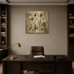 Dried Seed Pods Herbarium Wall Art Canvas Print displayed in a contemporary gallery-inspired room