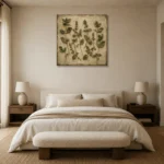 Mint Herbarium Wall Art Canvas Print showcased in an elegant minimalist interior
