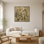 Medicinal Herbs Herbarium Wall Art Canvas Print styled in a refined neutral interior