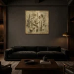 Medicinal Herbs Herbarium Wall Art Canvas Print shown in a warm modern interior