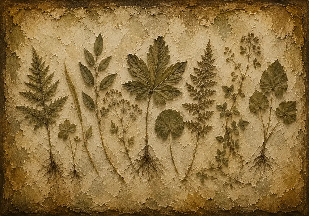 Rooted Meadow Herbs Herbarium Wall Art Canvas Print