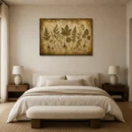 Rooted Meadow Herbs Herbarium Wall Art Canvas Print showcased in an elegant minimalist interior