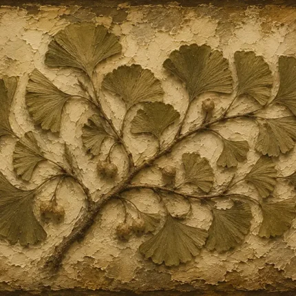 Ginkgo Branch Herbarium Wall Art Canvas Print