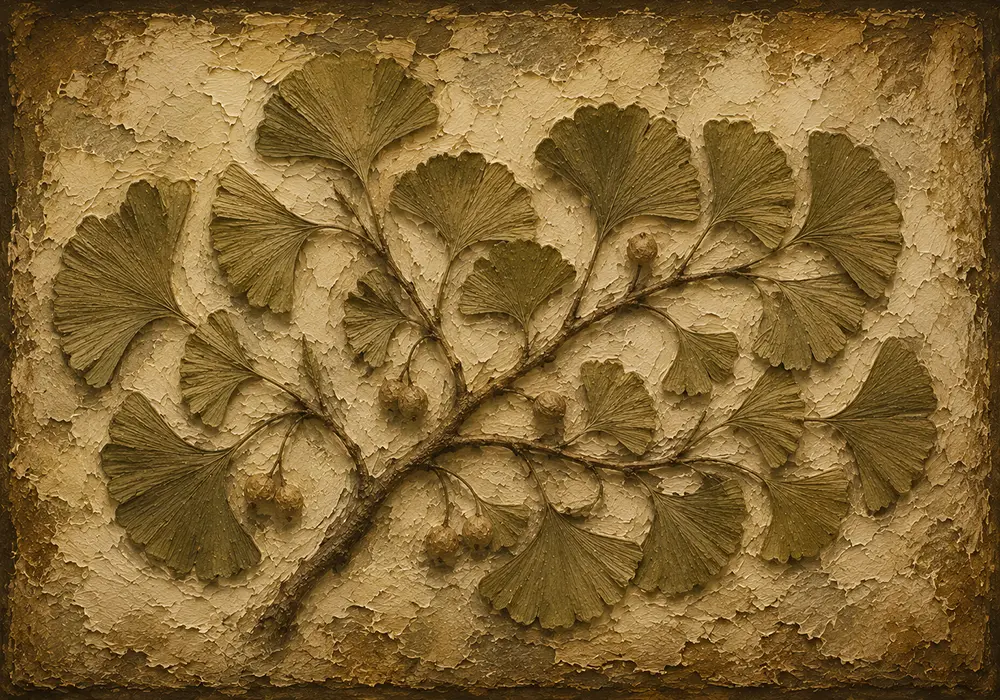Ginkgo Branch Herbarium Wall Art Canvas Print