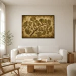 Ginkgo Branch Herbarium Wall Art Canvas Print styled in a refined neutral interior
