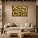 Ginkgo Branch Herbarium Wall Art Canvas Print presented in a sophisticated home setting