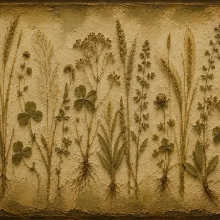 Wild Meadow Grass Herbarium Wall Art Canvas Print
