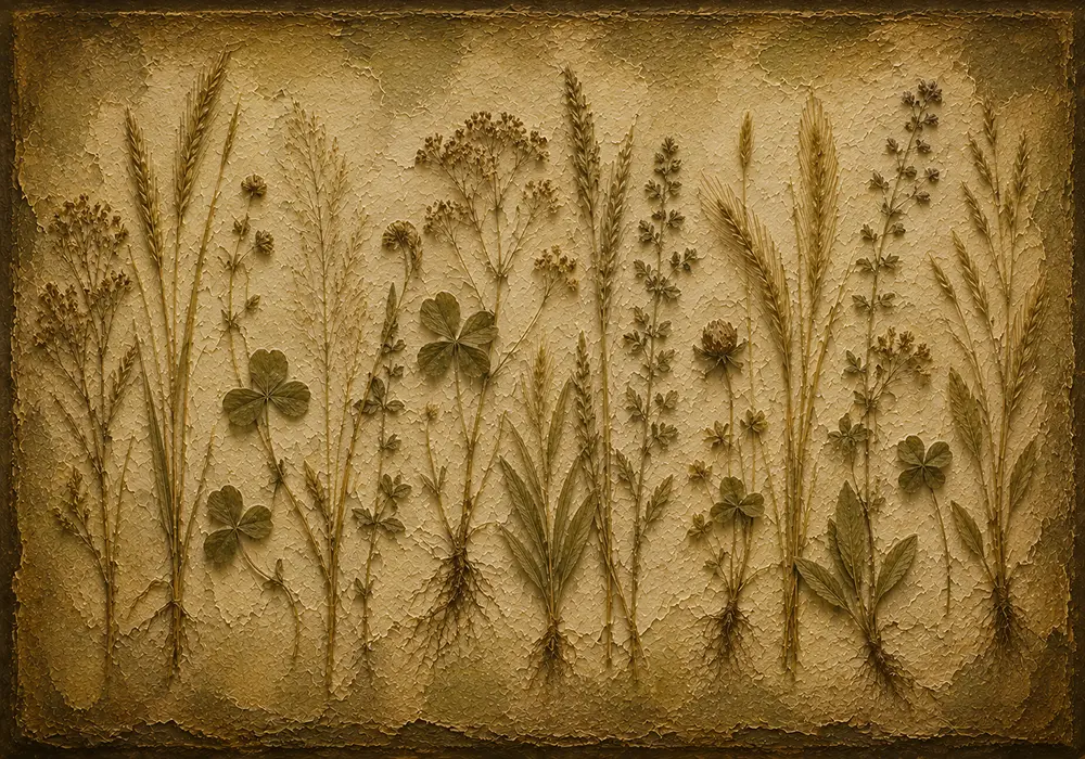 Wild Meadow Grass Herbarium Wall Art Canvas Print