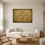 Wild Meadow Grass Herbarium Wall Art Canvas Print styled in a refined neutral interior