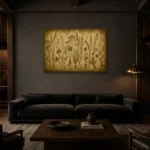Wild Meadow Grass Herbarium Wall Art Canvas Print shown in a warm modern interior