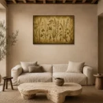 Wild Meadow Grass Herbarium Wall Art Canvas Print presented in a sophisticated home setting