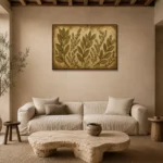 Laurel Branch Herbarium Wall Art Canvas Print presented in a sophisticated home setting