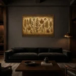 Autumn Leaves Herbarium Wall Art Canvas Print shown in a warm modern interior