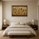 Autumn Leaves Herbarium Wall Art Canvas Print showcased in an elegant minimalist interior