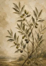 Mediterranean Olive Branch Wall Art Canvas Print