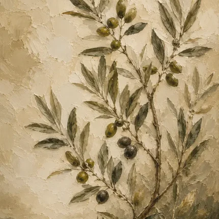 Mediterranean Olive Branch Wall Art Canvas Print