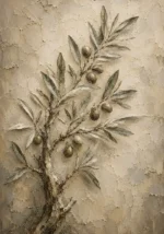 Textured Olive Branch Wall Art Canvas Print