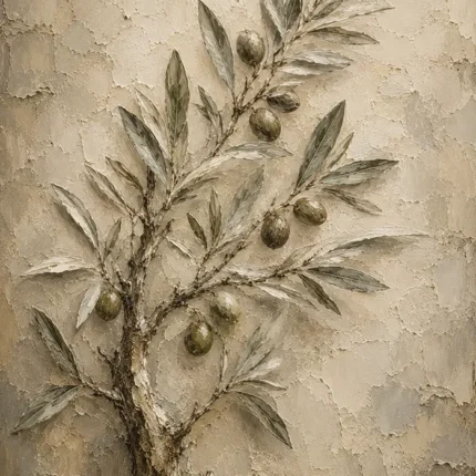 Textured Olive Branch Wall Art Canvas Print