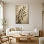 Textured Olive Branch Wall Art Canvas Print styled in a refined neutral interior