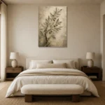 Textured Olive Branch Wall Art Canvas Print showcased in an elegant minimalist interior