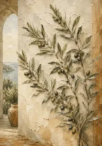 Tuscan Olive Branch Wall Art Canvas Print