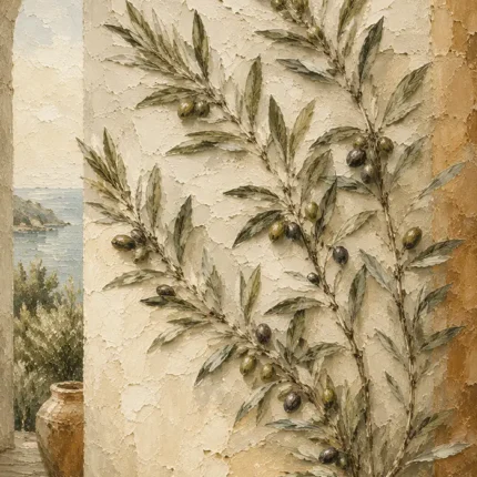 Tuscan Olive Branch Wall Art Canvas Print