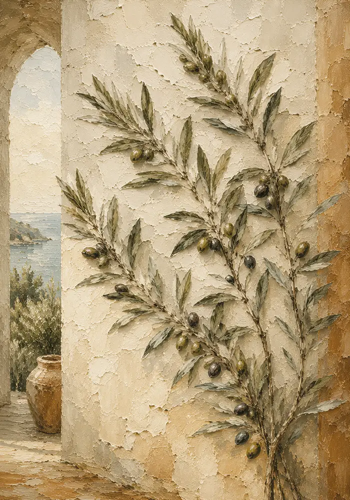 Tuscan Olive Branch Wall Art Canvas Print