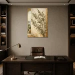 Tuscan Olive Branch Wall Art Canvas Print displayed in a contemporary gallery-inspired room