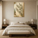 Tuscan Olive Branch Wall Art Canvas Print showcased in an elegant minimalist interior