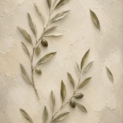 Minimal Olive Branch Wall Art Canvas Print
