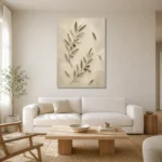 Minimal Olive Branch Wall Art Canvas Print styled in a refined neutral interior