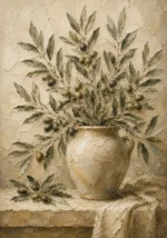 Olive Branch Vase Wall Art Canvas Print