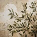 Square Olive Branch Vase Wall Art Canvas Print
