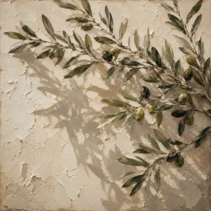Shadowed Olive Branch Wall Art Canvas Print