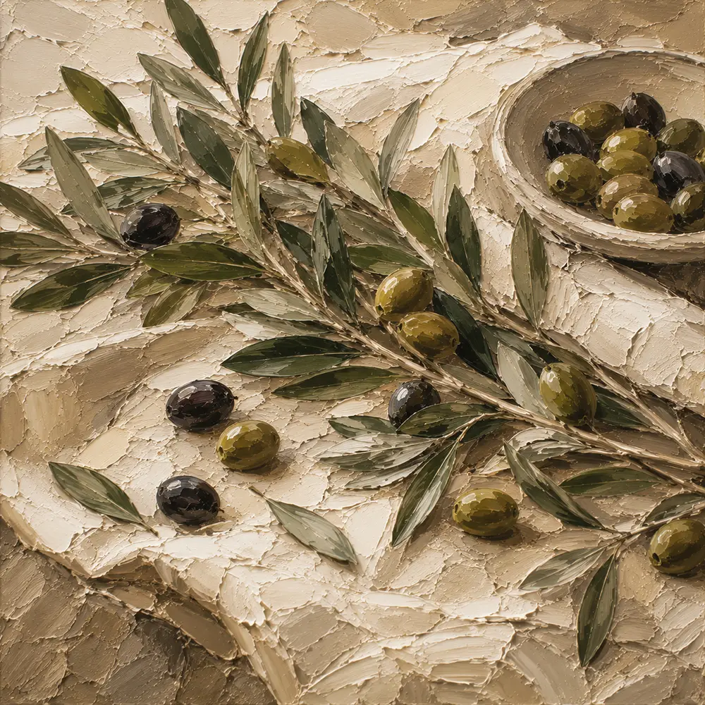Olive Harvest Olive Branch Wall Art Canvas Print