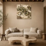 Olive Harvest Olive Branch Wall Art Canvas Print presented in a sophisticated home setting