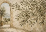 Mediterranean Archway Olive Branch Wall Art Canvas Print
