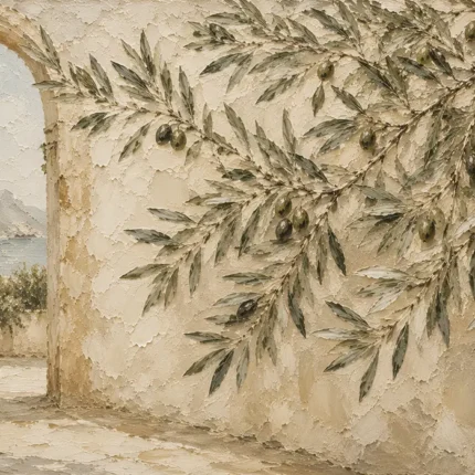 Mediterranean Archway Olive Branch Wall Art Canvas Print