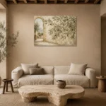Mediterranean Archway Olive Branch Wall Art Canvas Print presented in a sophisticated home setting