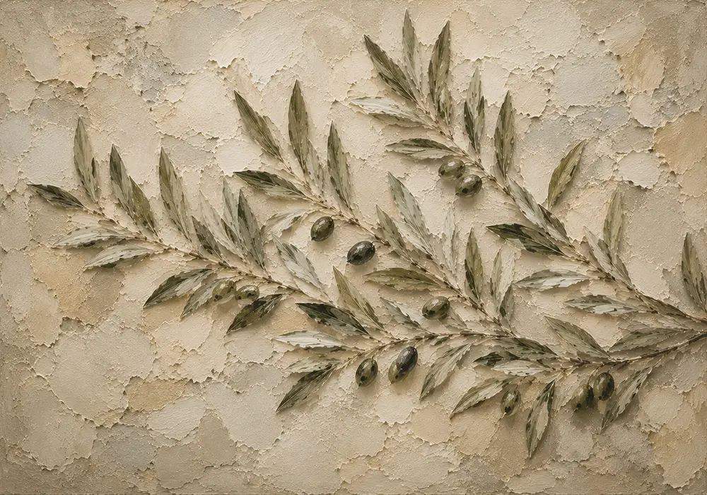 Horizontal Olive Branch Wall Art Canvas Print
