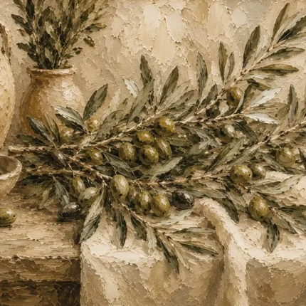 Olive Still Life Olive Branch Wall Art Canvas Print