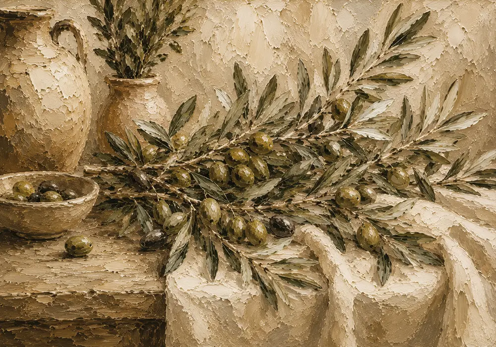 Olive Still Life Olive Branch Wall Art Canvas Print