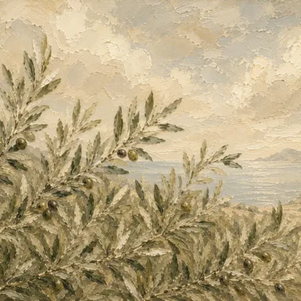 Coastal Olive Grove Olive Branch Wall Art Canvas Print