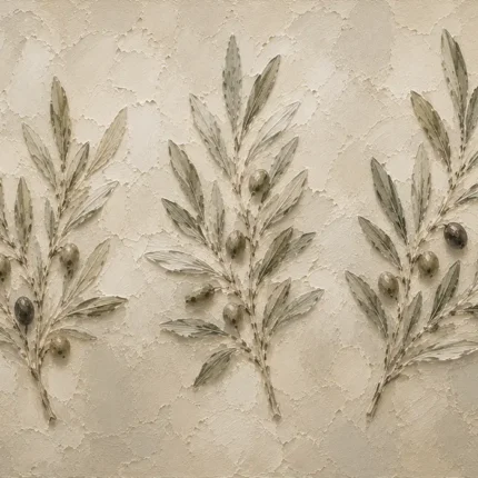 Three Olive Sprigs Olive Branch Wall Art Canvas Print
