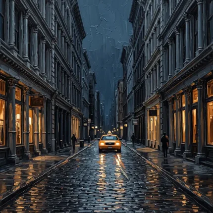 SoHo Taxi New York Cityscape Wall Art Canvas Print