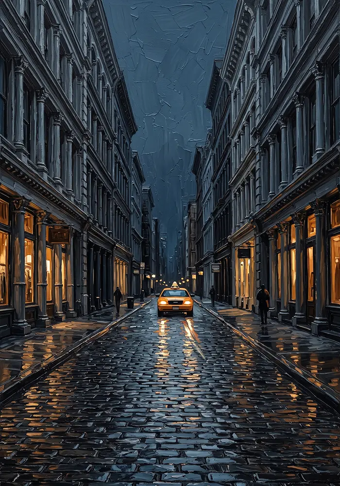 SoHo Taxi New York Cityscape Wall Art Canvas Print