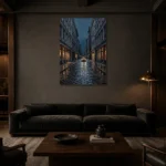 SoHo Taxi New York Cityscape Wall Art Canvas Print shown in a warm modern interior
